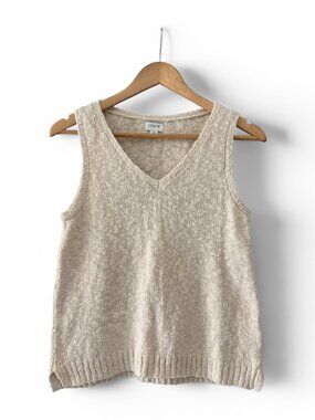 J.Crew Cream Marled Sleeveless Knit Sweater Vest Women's Small